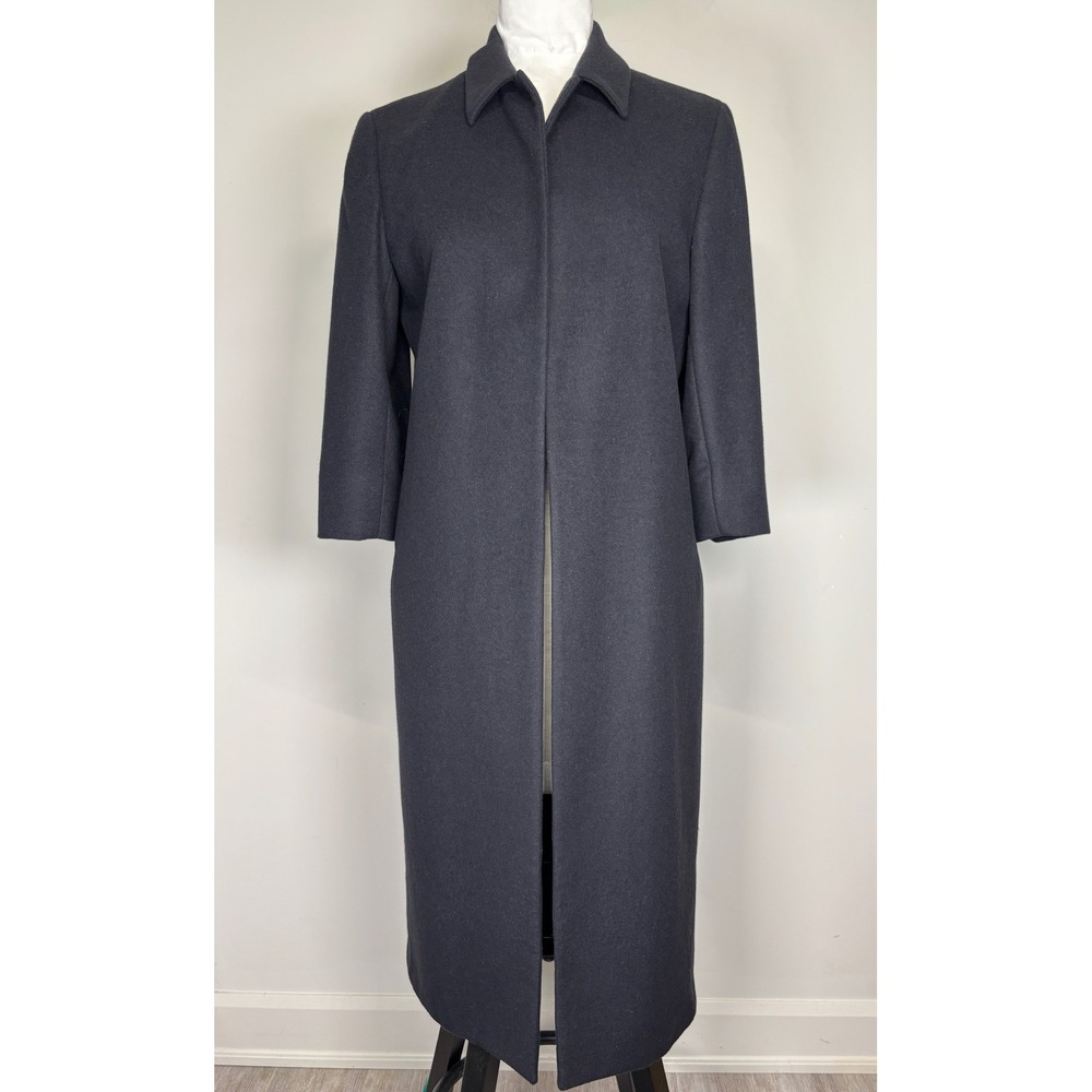 Anne Klein Womens Black Wool Blend Long Jacket